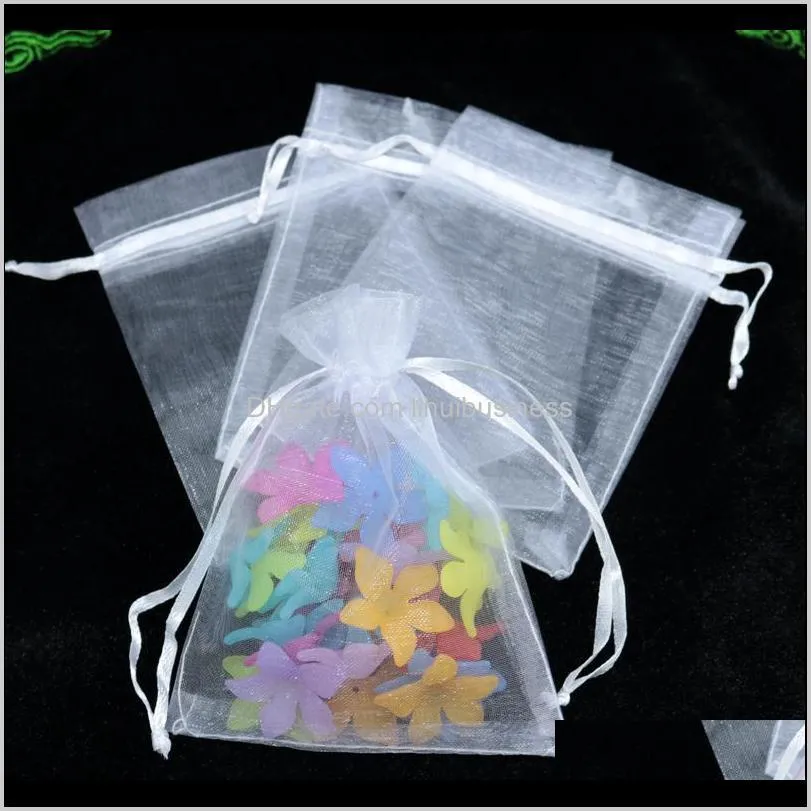 15x20cm 100pcs white color jewelry package drawstring jewelry bags large drawstring pouches organza gift bags for wedding party