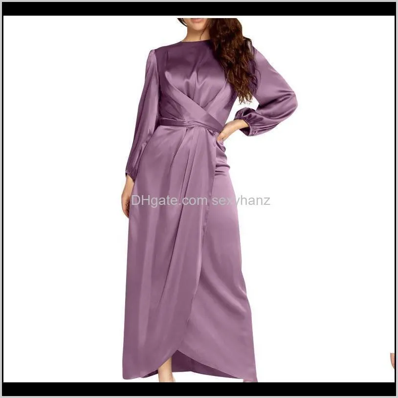 women muslim dress soft elegant corset arab islamic dubai satin high waist abaya long sleeve robe dresses marocain kaftan #g3