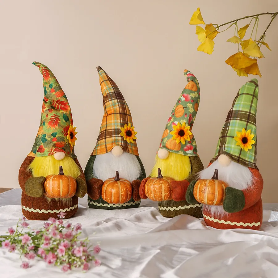 Thanksgiving Faceless Dwarf Doll Pumpkin Head Party Decoration Ornament Sunflower Kawaii Leuk Toy