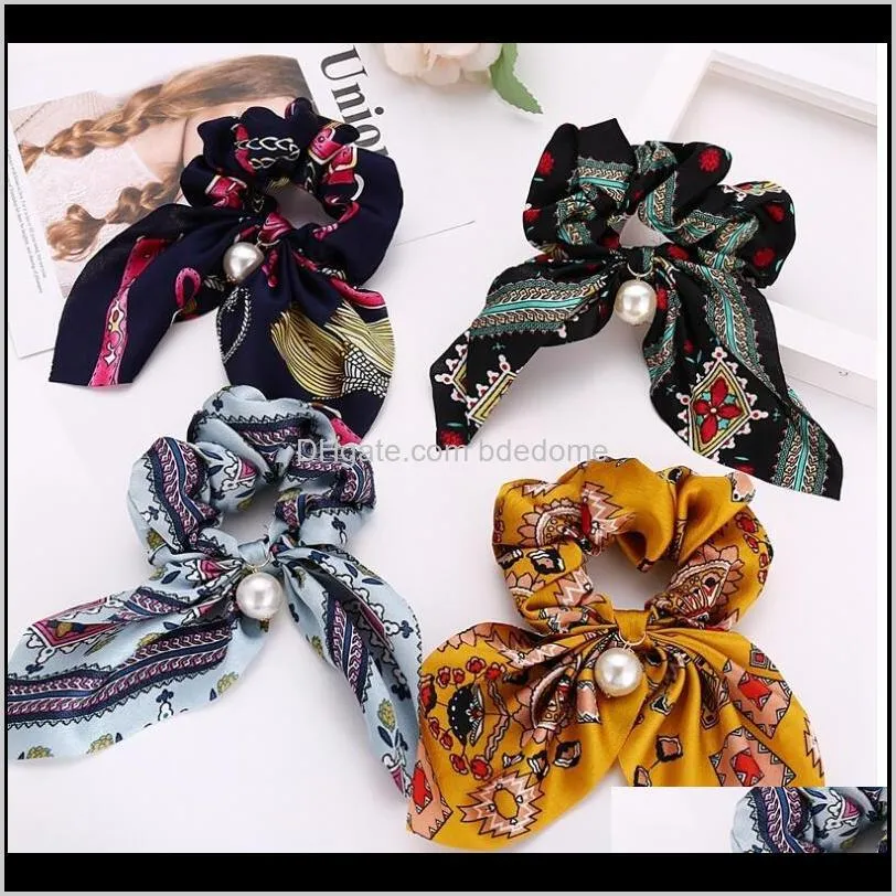 france elegant women`s scarf hair band satin headband bow hair knotted rope multicolor pattern classic pattern shipping