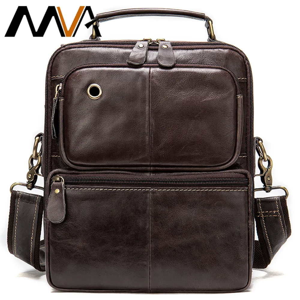 Messenger Bag Herren Echtleder MVA Umhängetasche für Mann Vintage Hight Qualität Griff oben Schulterhandtaschen 8951
