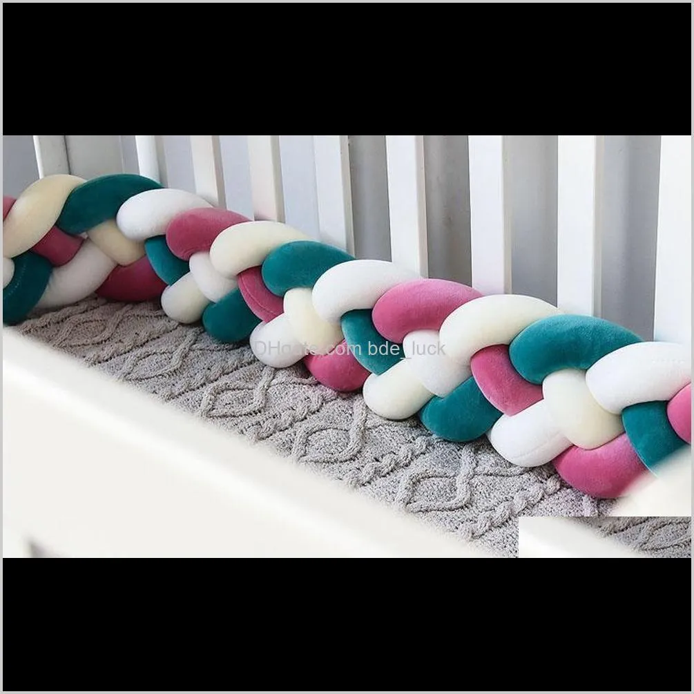 2M Baby Bed Bumper Baby Crib Protector Four Braids Bumper for Boys Girls Cotton Pillow Babe Room Decor Cot