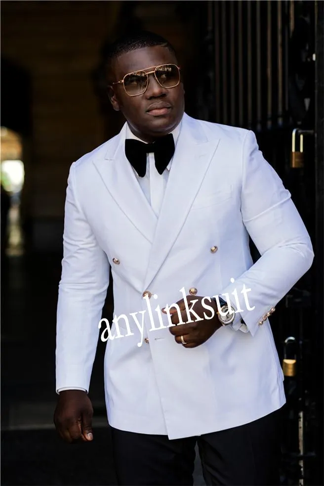 Save Big on Bulk Men's Double Breasted Tuxedo Groomsman Tuxedos Elegant Double Breasted White Suit With Peak Lapel, Perfect For Weddings, Proms, And