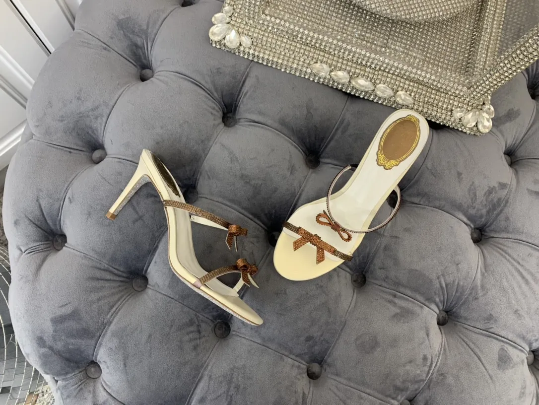 Stiletto 7.5cm women sandals real leather ladies designer bowknot sandal luxury elegant trend top quality