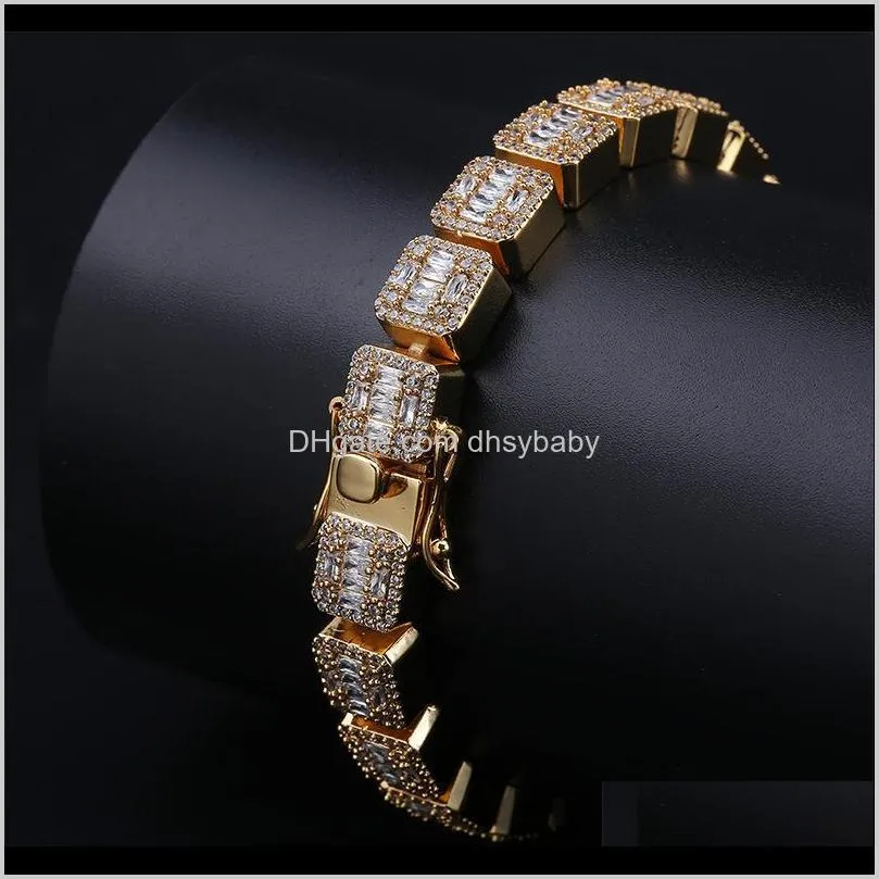 Drop Delivery 2021 Luxury Designer Jewelry Mens Armband Diamond Tennis Armband Hip Hop Bling Bangle Iced Out Chains Hiphop Charm Rapper Go