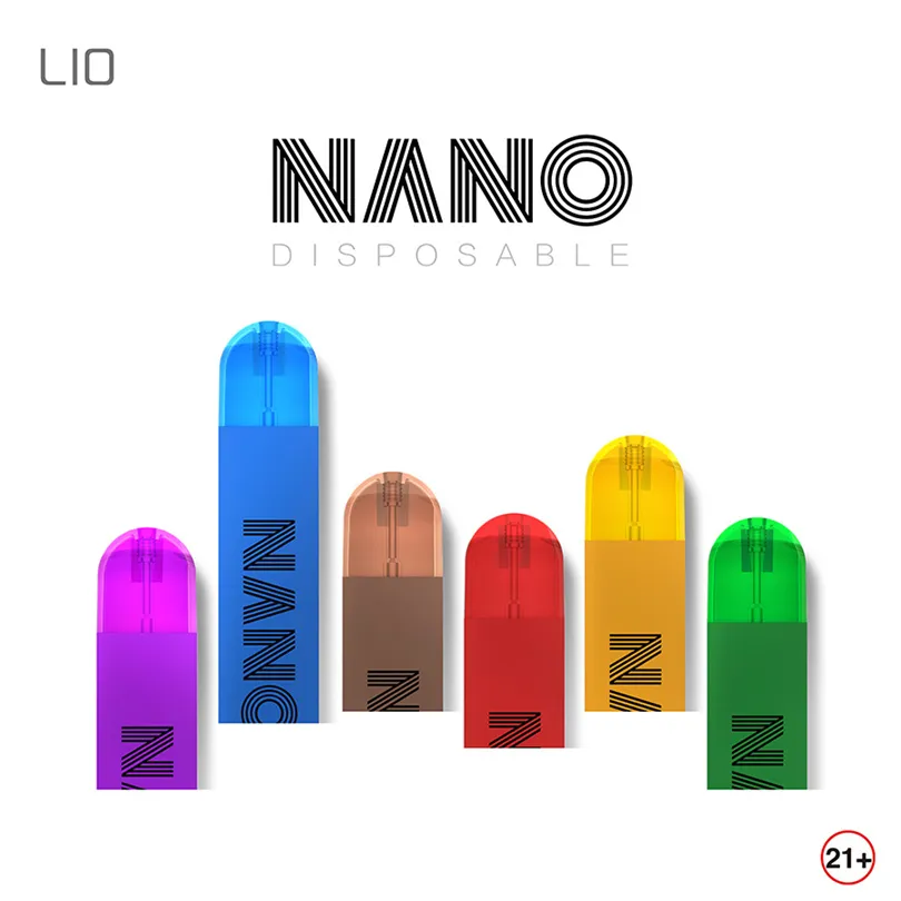 Originele 118 Lio Nano Wegwerp E-Sigaretten Kit 800 + ZAKEN 650 MAH Ingebouwde batterij met 12W-uitgang E-sigaret 3 ml Prefuled E-Liquid 20 kleuren Vape-apparaat