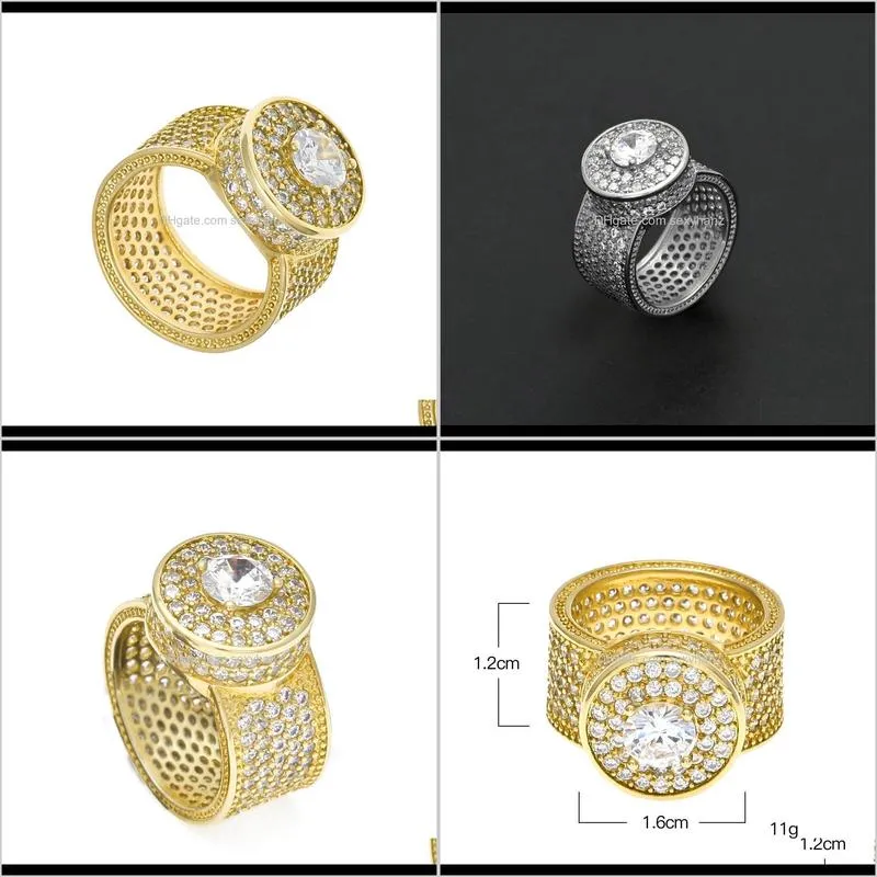 hip hop micro pave rhinestone iced out bling big ring gold filled titanium stainless steel rings for men jewelry