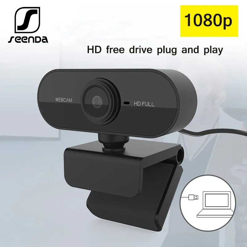 Seenda 1080P Full HD Camera Web Computador Video Meeting Classe Web Cam com microfone 360 ​​graus Ajustar USB Webcam