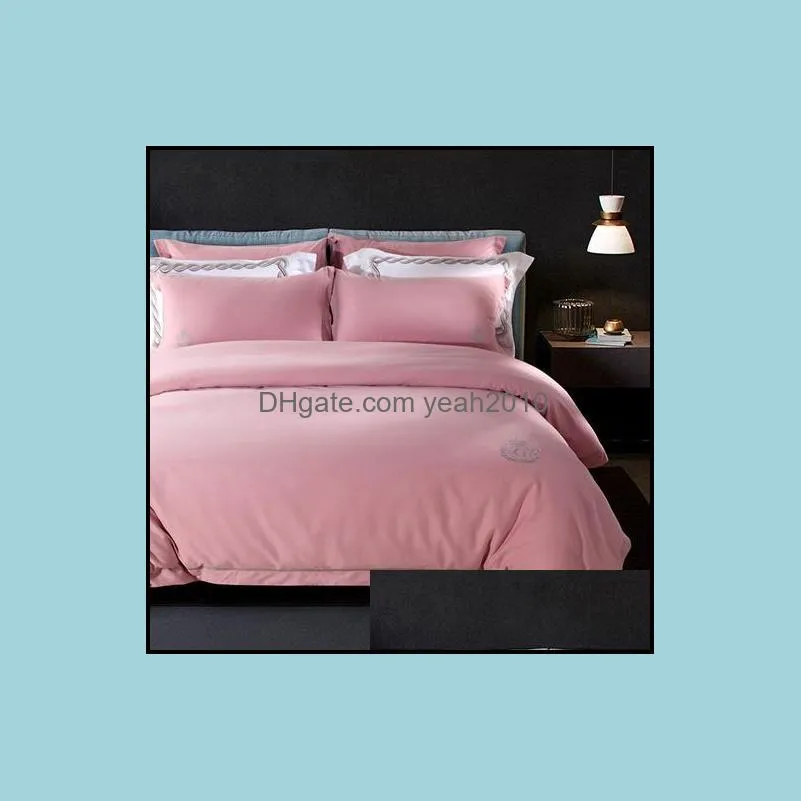 Luxury Egypt Cotton Sanding Simple Hotel Style Bedding Set Warm Duvet Cover Set Bed Sheet Pillowcases Queen King Size 4Pcs