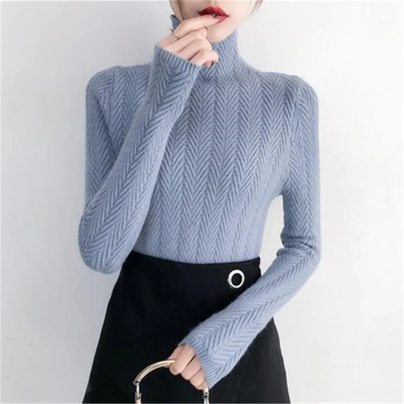 Women's Sweaters Korean Underwear Woman Autumn And Winter 2021 Slim Bottom Shirt Long Sleeve Tight Knitted Thickening PZ26731