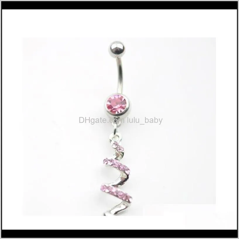 Bell Button Rings Delivery 2021 D0013-1 ( 2 ) Piercing Body Jewelry Style Navel Belly Ring Clear & Pink Colors Stone Drop I9Ioo Jfqwn