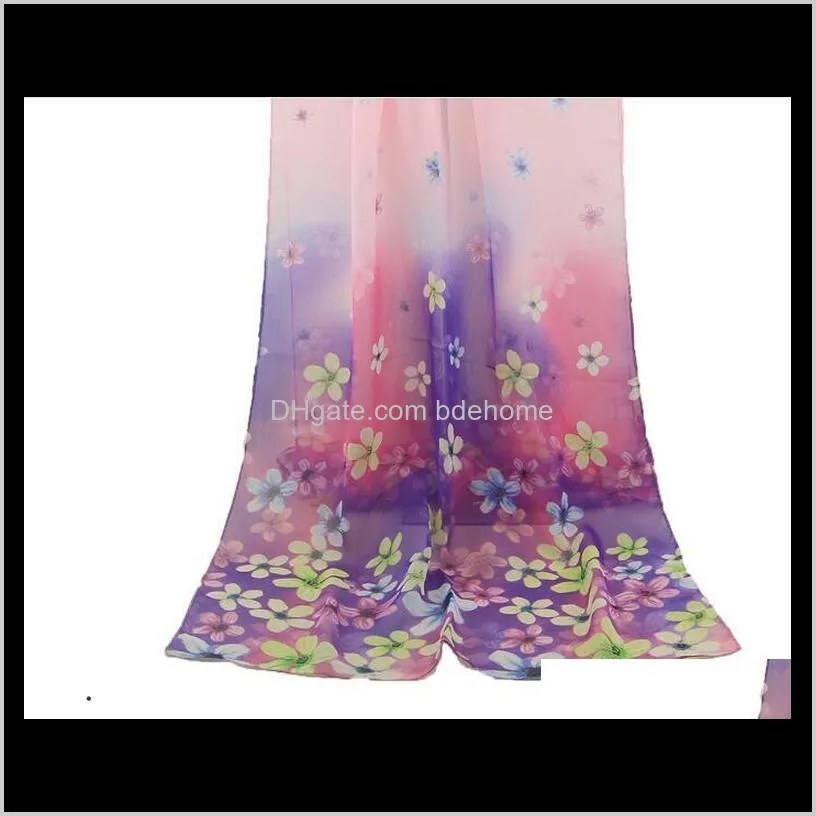 spring and summer new silk scarf magpie primula figure ladies chiffon long silk scarf yiwu small scarf wy1232