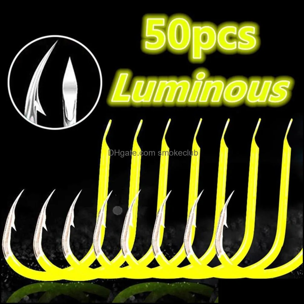 High Carbon Steel Luminous Fishhook Fishing Hooks Carbon Steel Glow In Night Fishing Hooks #8 / #9 / #10 #11 #12 #131