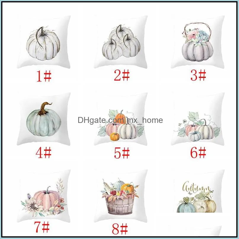 Thanksgiving Home Decoration Pillowcase Pillow Cover 18x18 Inch Pumpkin Print Throw Pillow Cushion Cover Peach Skin Pillow Case DBC