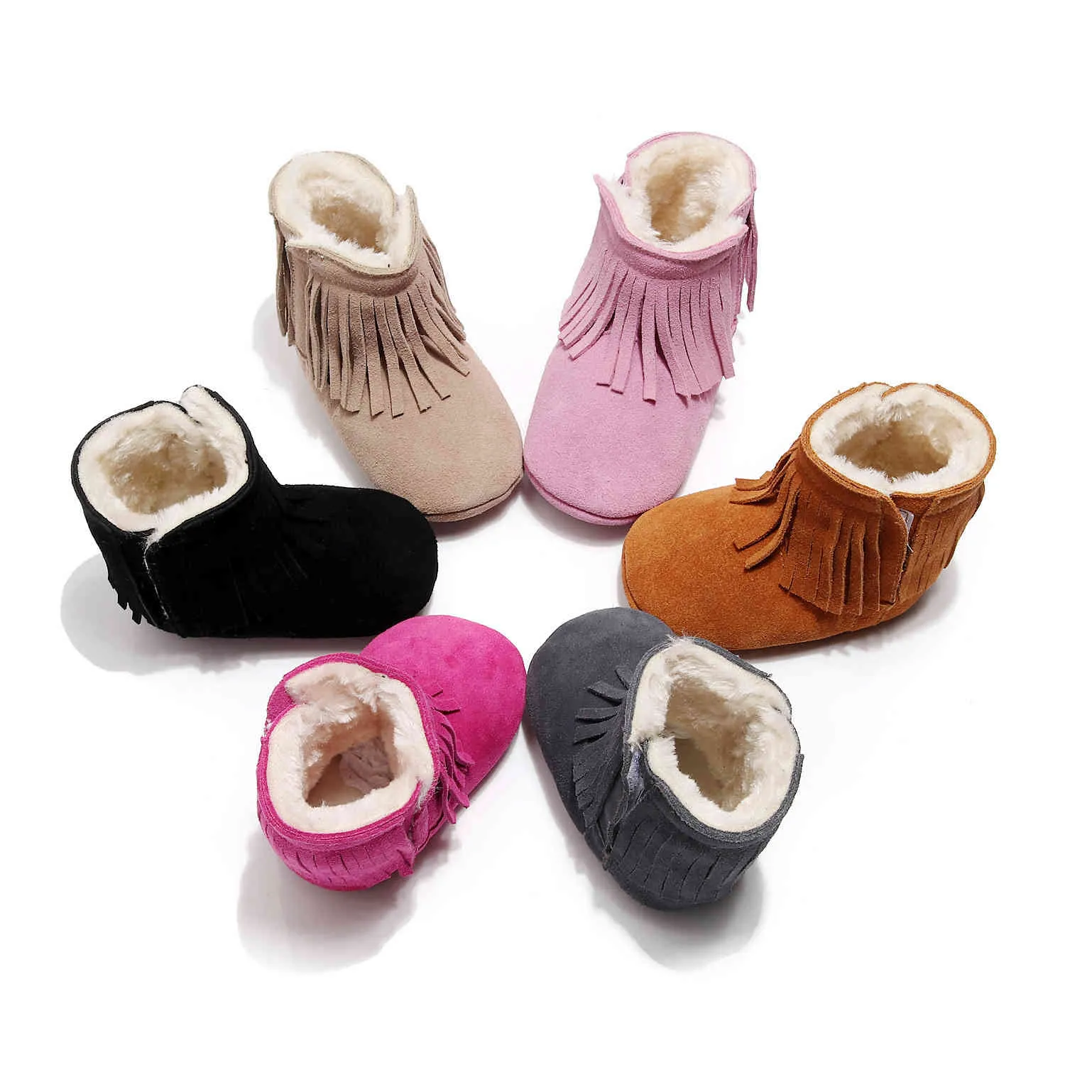 Gli ultimi stivaletti Bebe Snowfield tengono al caldo stivali di cotone con nappe in peluche ispessito scarpe da primo camminatore bottino da neve invernale per bambina