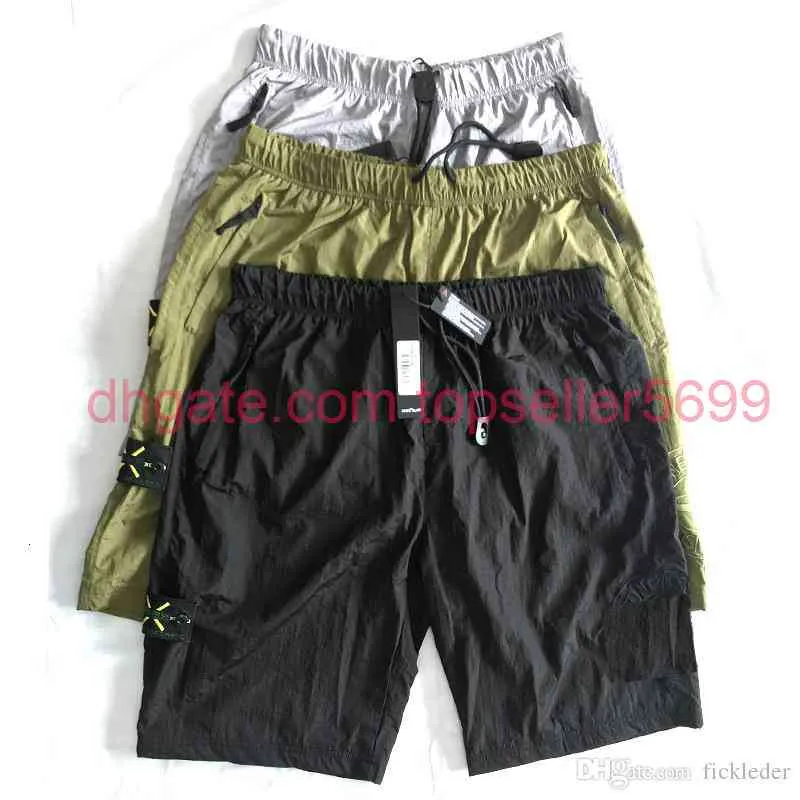 European brand retro casual shorts beach sweat for mens trousers imported metal nylon comfortable street lovers thigh pants