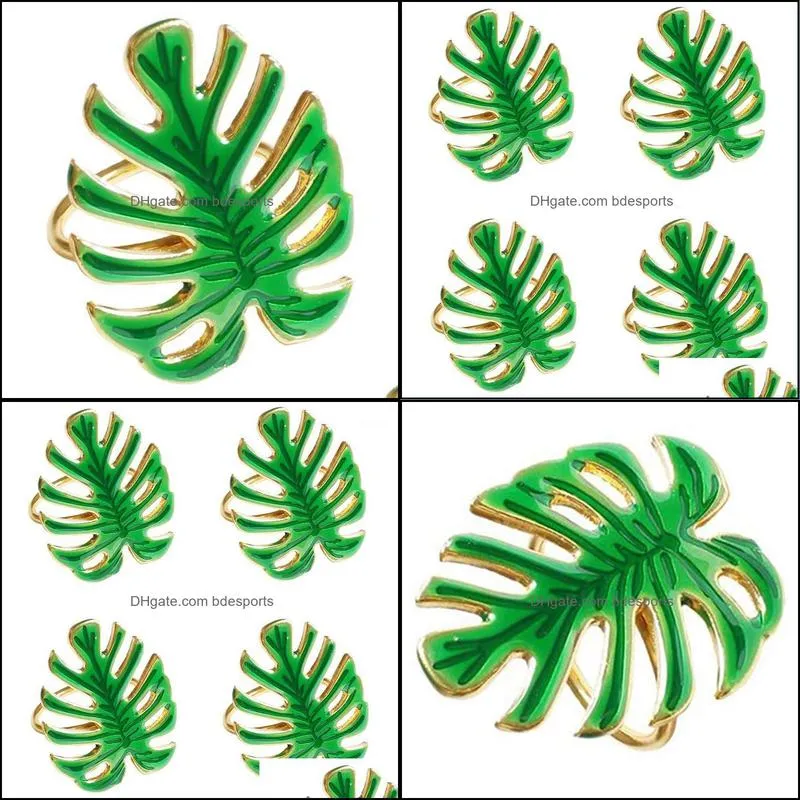 Napkin Rings A Set Of 4 Rings, Green Leaf Holder, Can Be Used For Dinner, Wedding, Family Party Or Daily Use