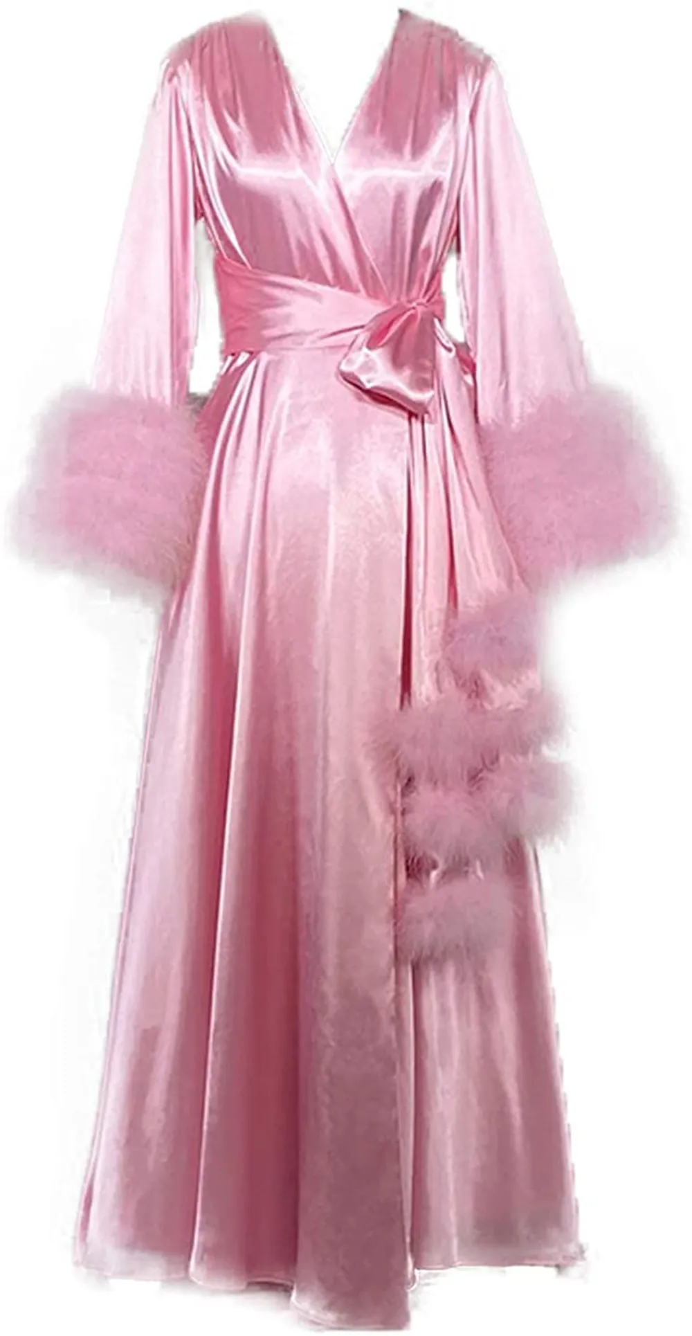 2021 Aftonklänningar Gravida Kvinnor Foto Robes Kvinnors Satin Silk Bathrock Fur Nattgong Bathrockar Sleepwear Feather Bridal Robe med Bälte