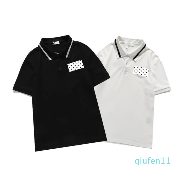 2021 mens polo camisa preto e branco de alta qualidade bordada moda luxo homens pólos