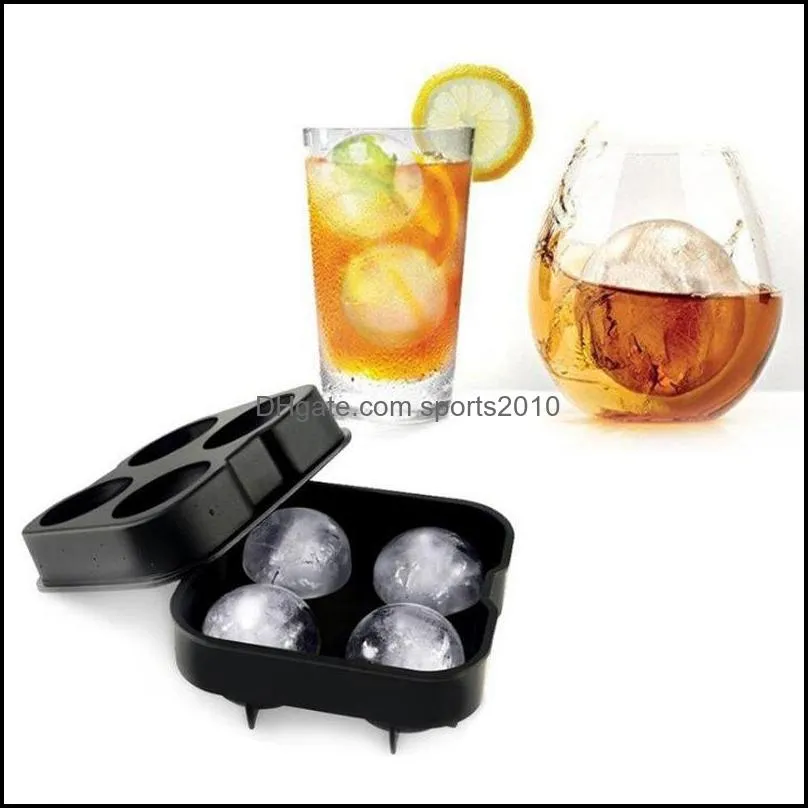 4 Large Sphere Molds Bar Drink Whiskey Big Round Ball Ice Brick Cube Maker Mold Mould Ice Balls Tray DHL fast shipping