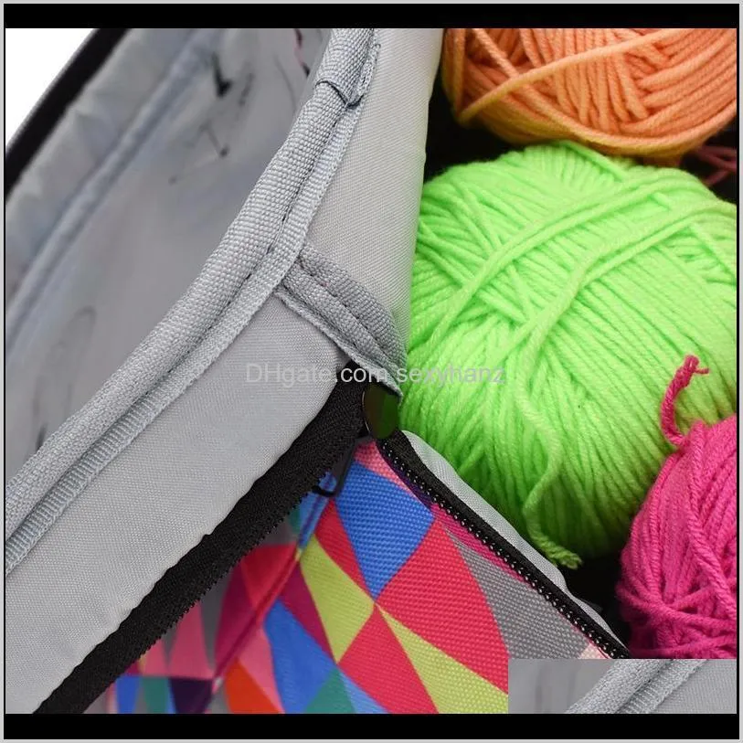 rainbow color yarn storage knitting yarn bag tote bag big capacity organizer for weave tools crochet accessories storage