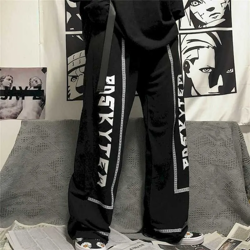 Japanese Text Printing Yamamoto Style Casual Pants For Men And 