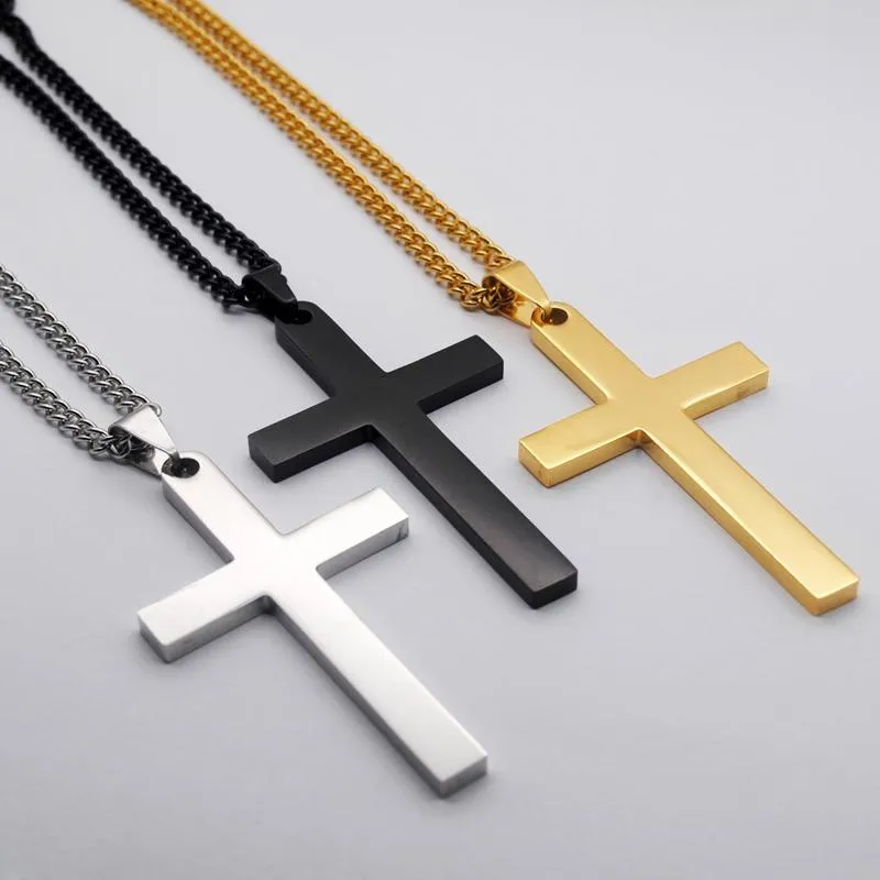 Pendentif colliers 2021 Punk gothique croix collier pour femmes hommes Hip Hop acier inoxydable Vintage à la mode cou chaîne collier