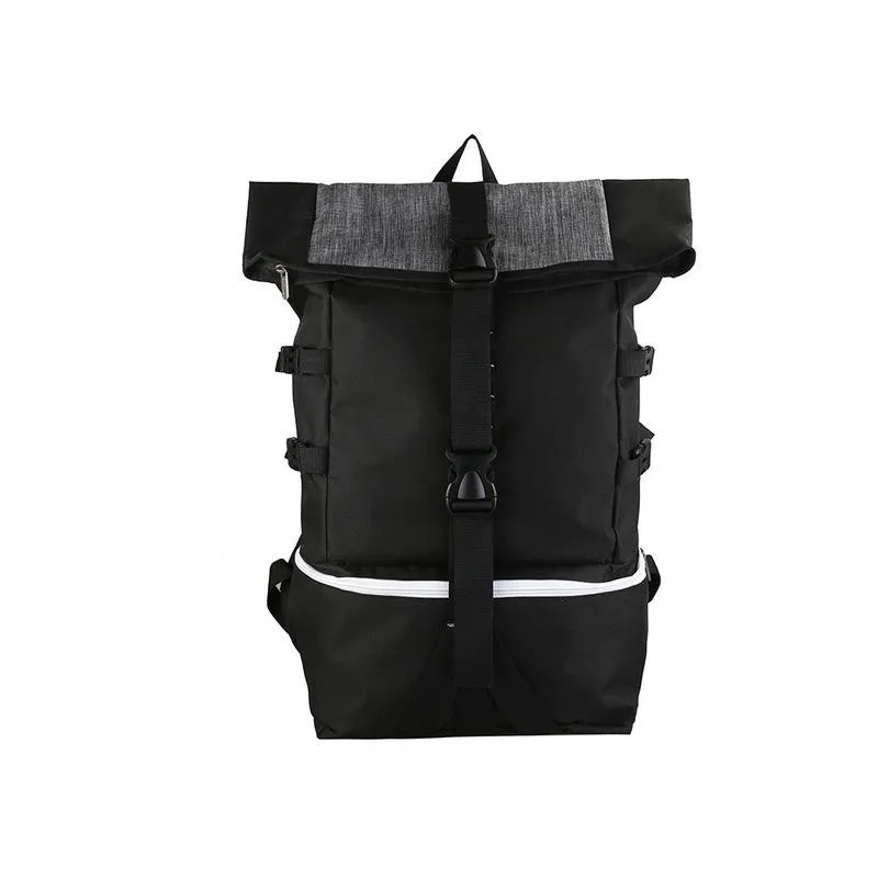 屋外バッグバスケットボールジムバックパックフィットネストレーニングバッグMutil Capitial Daliy Football Backpacks Men Black Sports Travel X655D