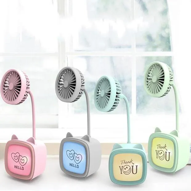 Ventilateurs électriques Jouet pour enfants Éclairage coloré Bureau Stéréo Mini ventilateur USB Charge portable Petit