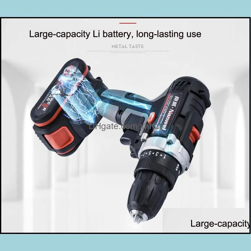 2Speeds Electric Drill Cordless Screwdriver 21V 18V 12V Lithium Battery Cordless Drill Mini Drill Cordless Screwdriver Power Tool BC