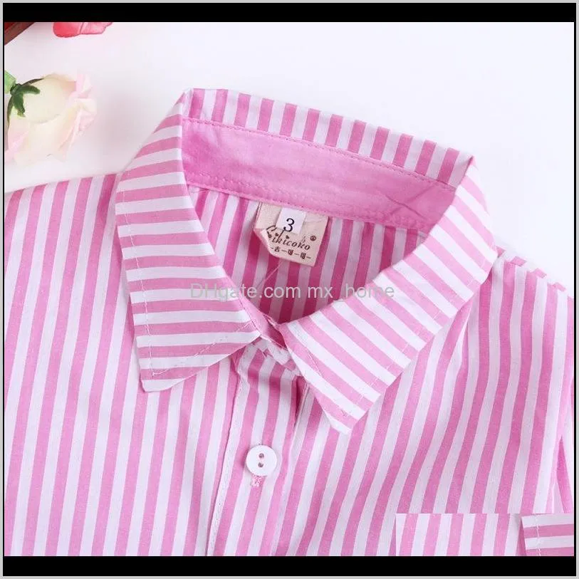 summer children`s clothing pink striped shirt+white shorts+belt 3pcs sets fashion girl dress up for 2-7 yrs kids