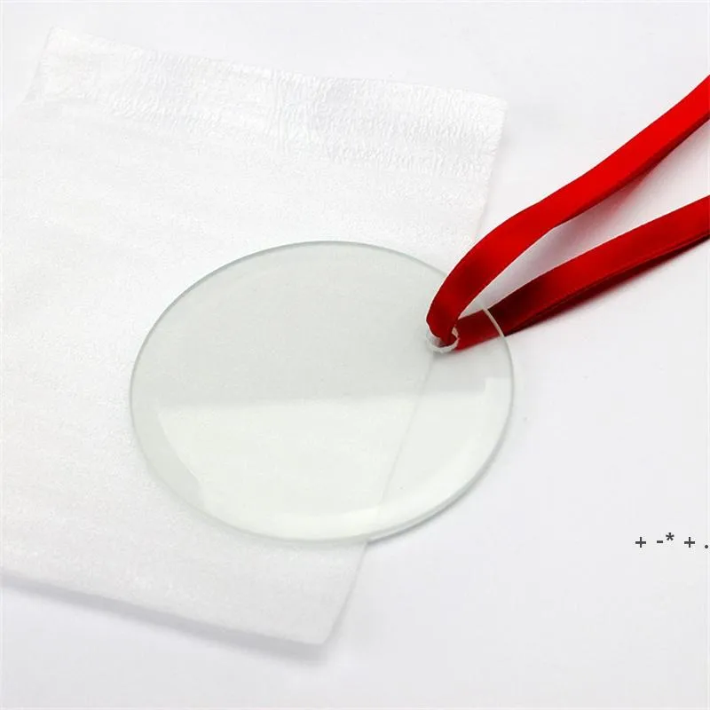 Glas hängsmycke sublimering Julprydnader 3.5INCH Single Side Thermal Transfer Ornament Festival Decore Anpassad DIY LLF12335