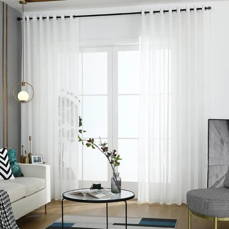 Rideau Tentures Europe Fil Blanc Solide Fenêtre Tulle Rideaux Pour Salon  Cuisine Traitements Modernes Voile Du 19,48 €