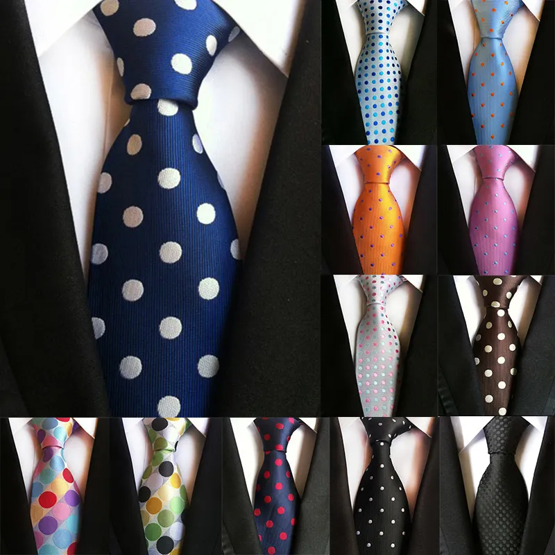 Vintage Mens Slipsar 8cm Formell Klänning Necktie Causal Dot Slips Bussines Bröllop Silk Corbatas Brudgroom Party för Men Present