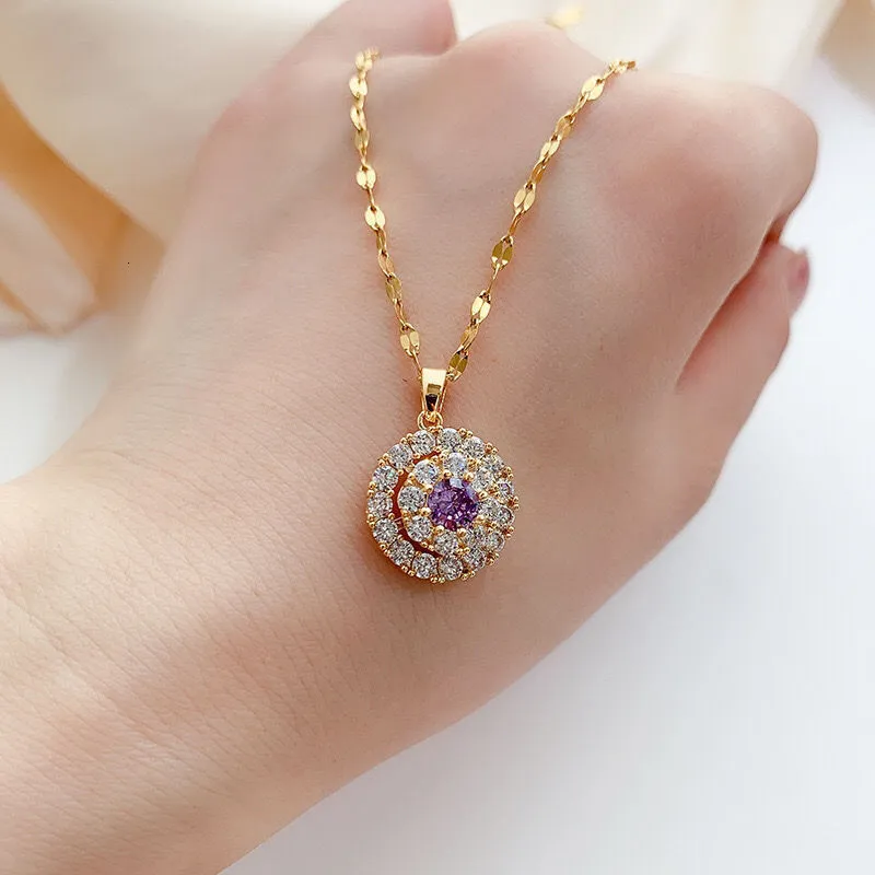 Collana in oro 18 carati Ciondoli con diamanti bianchi per donna Bijoux Femme Collares Joyas Ciondolo con pietra preziosa Pierscionki naturale Bizuteria