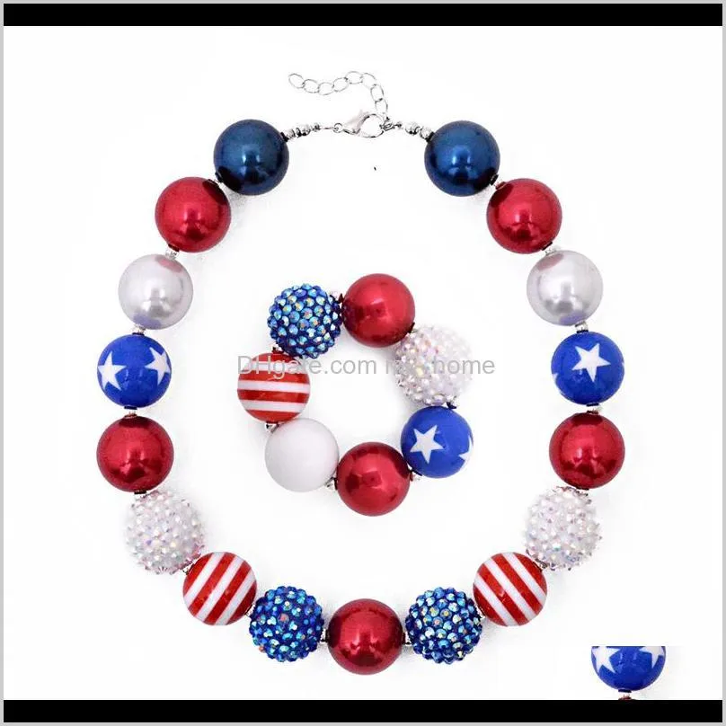 60 design baby girl pendant chunky bead necklace bracelet american flag unicorn diamond rose skull head bow bubblegum toddler party