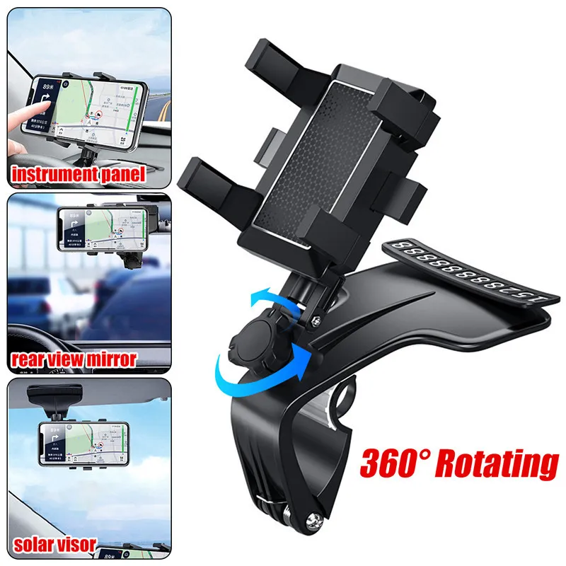 New Upgraded Dashboard Car Phone Holder 1200 Degree Mobile Phone Stands Rearview Mirror Sun Visor In Car GPS Navigation Bracket