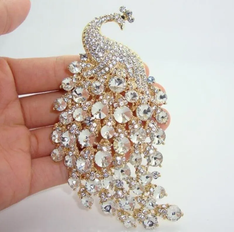 Pins, Brooches Exquisite Shiny Zircon Peacock Brooch Ladies Elegant Fashion Party Jewelry Gift