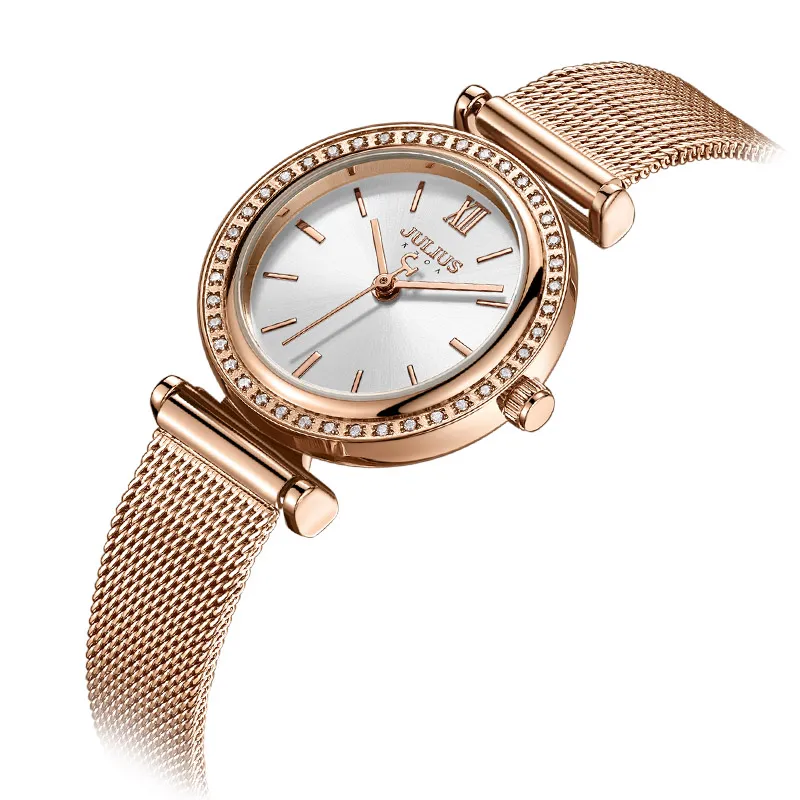 Montre Julius montre d'affaires pour femmes or rose conception Simple Zircon diamant haut pour femme qualité cadeau montre livraison directe JA-1141