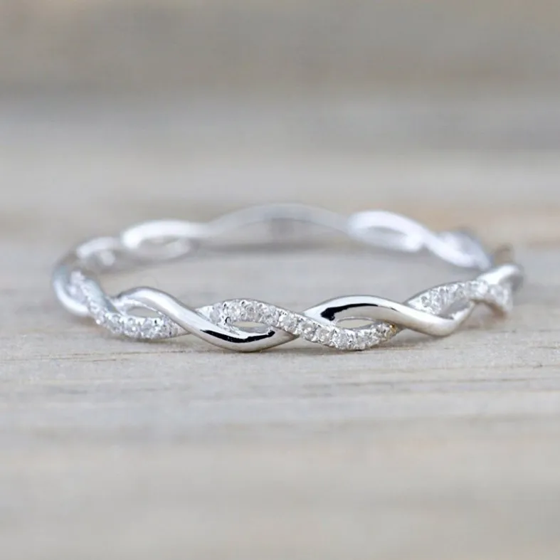 Europäische und amerikanische neue Diamant-Twist-Ring-Paar-Paar-Ringe, einfacher Mode-Damenschmuck