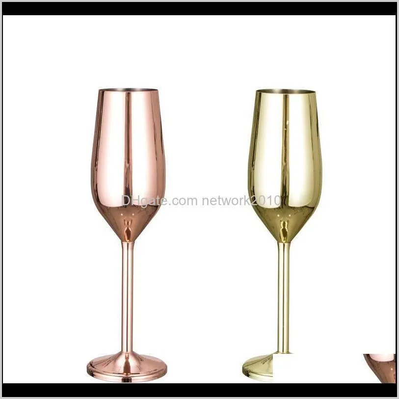 200ml stainless steel goblet red wine glasses silver rose gold juice cup drink champagne goblet party barware home kitchen drinking