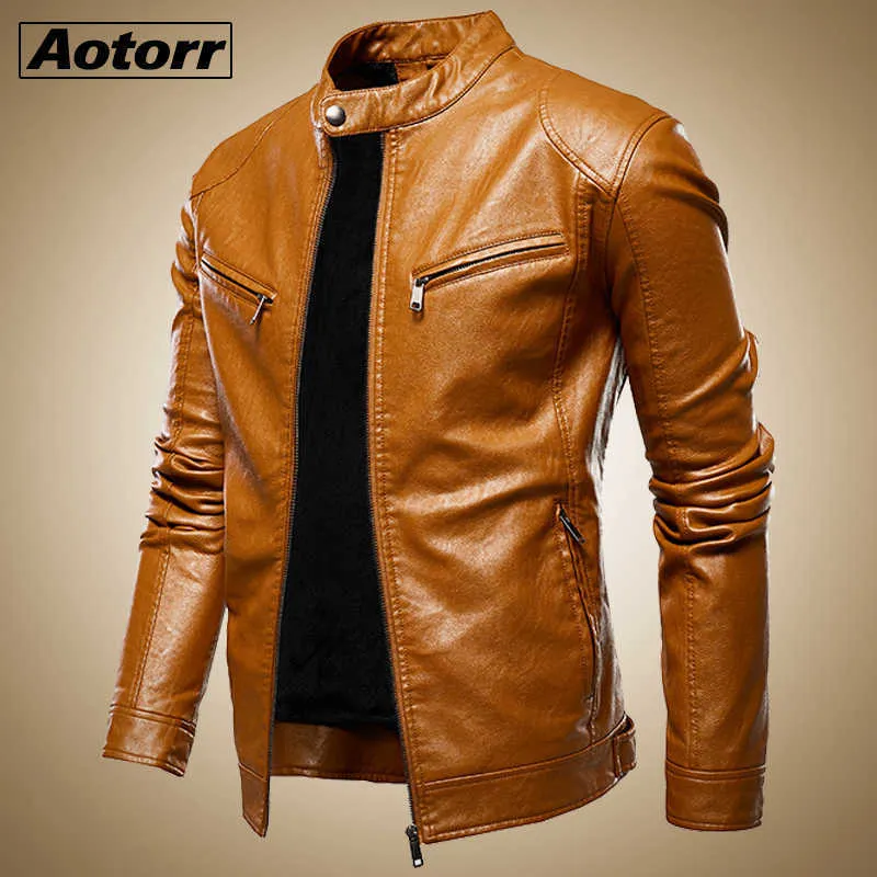 Automne Veste Hommes Slim Rétro Hiver Vestes Mâle PU En Cuir Col Montant Sportswear Costumes Hommes Bomber Manteau Chaqueta Hombre 211009