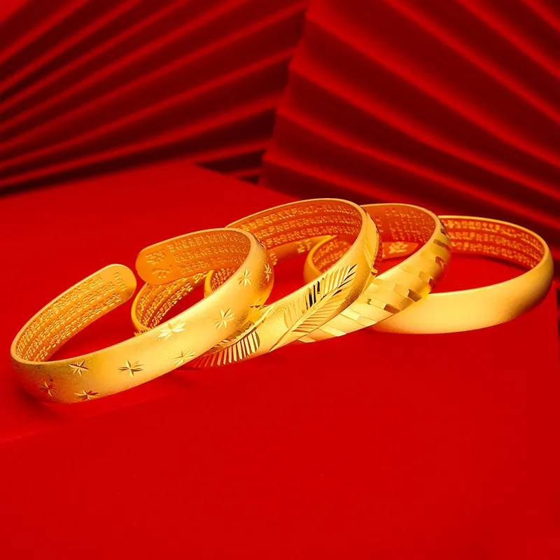 10 mm dicker, breiter Manschetten-Armreif für Damen, Schmuck, 18 Karat Gelbgold gefüllt, Hochzeit, Dubai-Accessoires