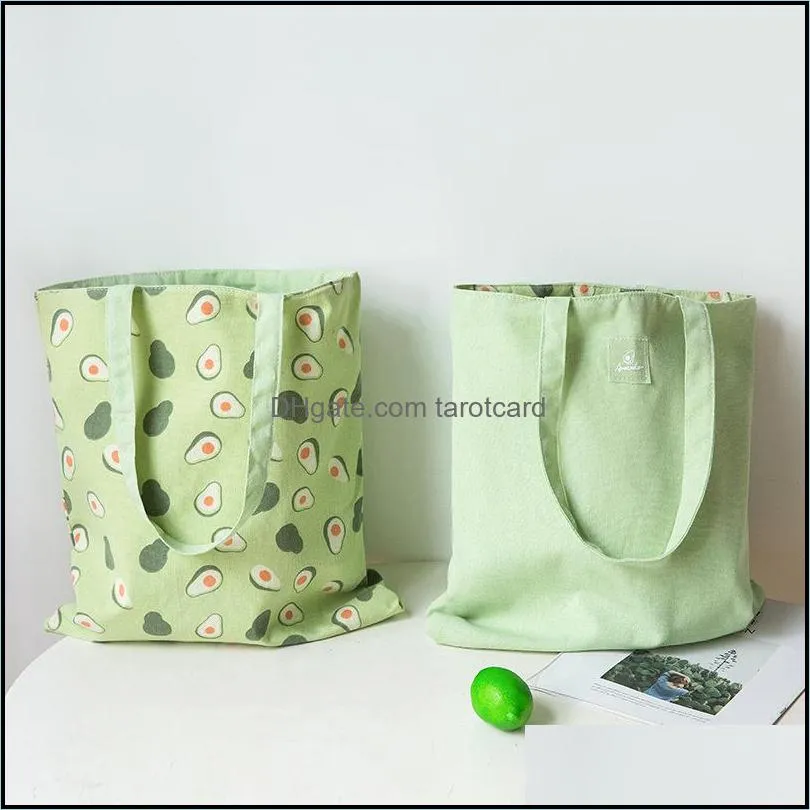 Cotton Shopper Fabric Double-sided Dual-use Hand Bag and Linen Pocket Handbag Shopping Storage Grocery