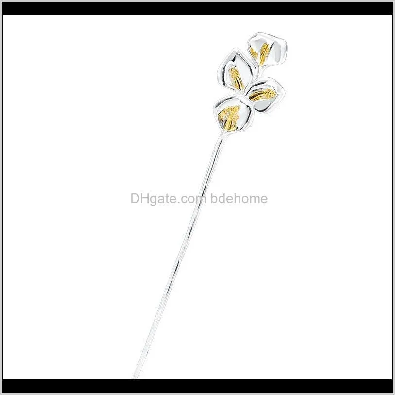 925 sterling silver calla lily hairpin for women original handmade hair sticks fine jewelry chinese retro style hanfu accessorie