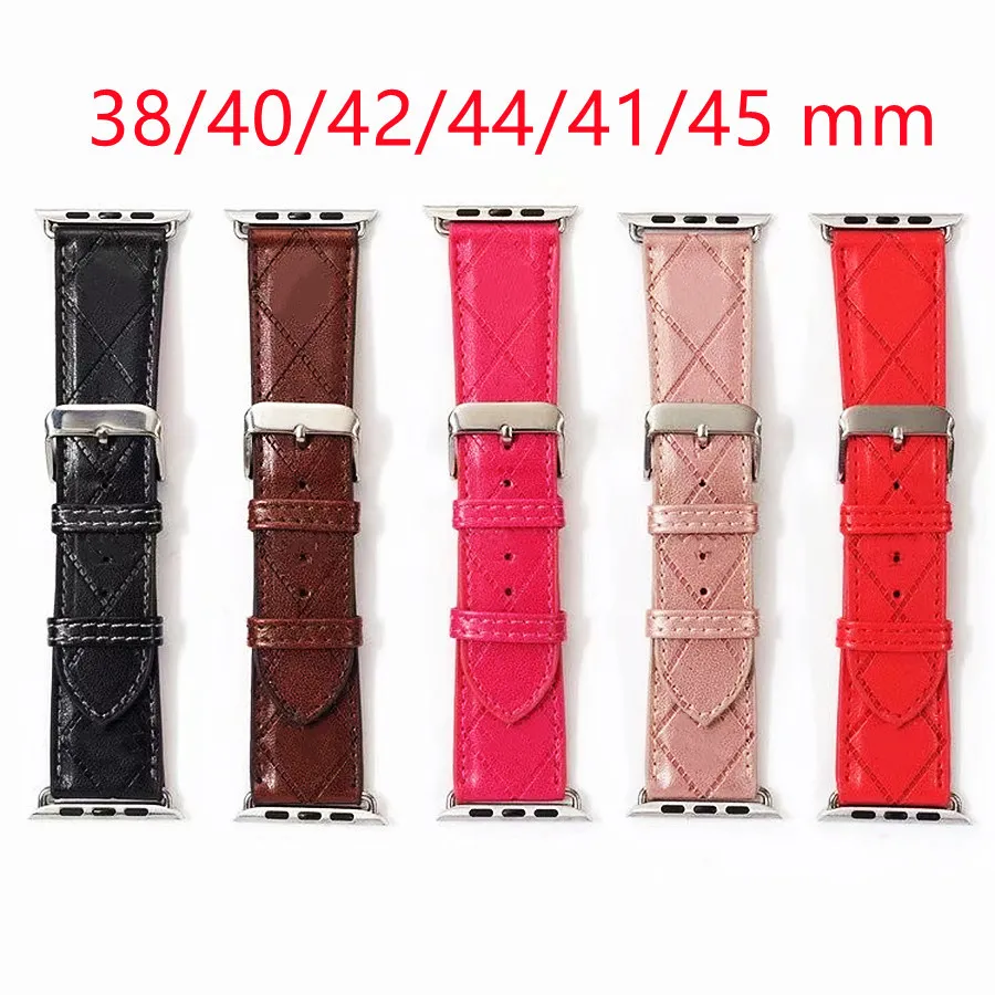 Toppdesignerband Presentklockarmband för Apple Watch Band 42 mm 38 mm 40 mm 44 mm iwatch 1 2 3 4 5 6 SE 7 band Läderremmar Armband Modearmband Präglingsarmband