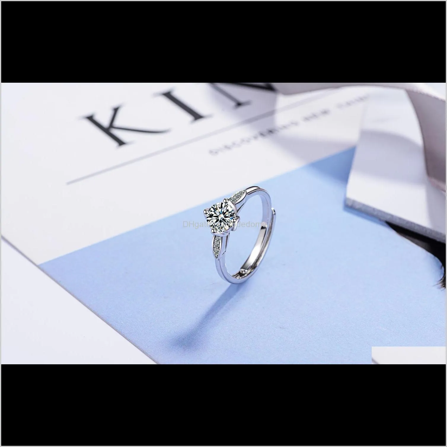 fashion jewelry adjust size ring white flower shape zircon setting with leaf brass meterial imitation rhodium plated for women gift