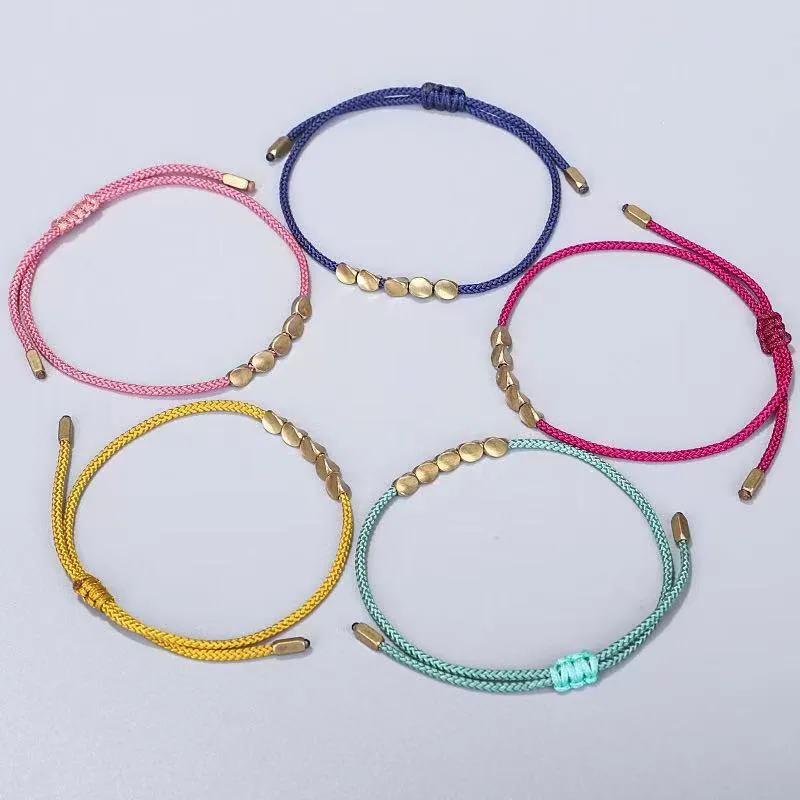 Bangle 2021Bohemia Lyxig oregelbunden kopparpärla armband handgjord justerbar lycka rep Banglebracelet för kvinnor smycken