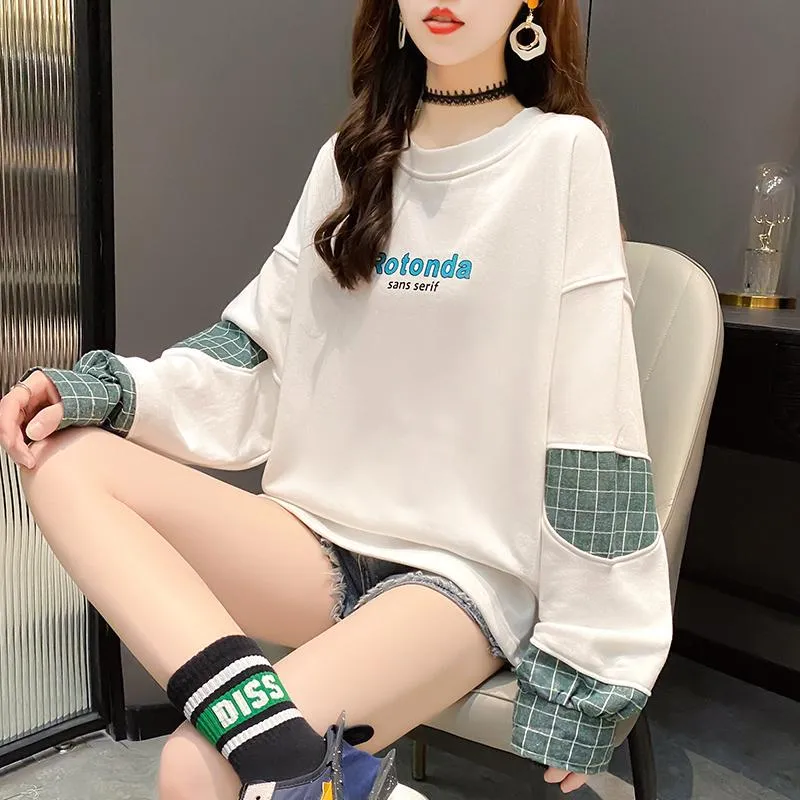 Kvinnors Tröjor Tillfälligt Lös Sweatshirt Höst Mode Koreansk stil Överdimensionerad Streetwear Crewneck Bluzy kläder db60wy