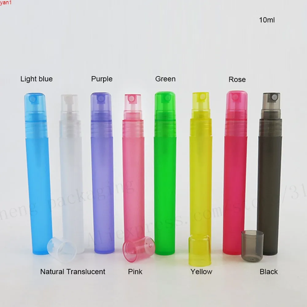 24 x 10 ml tom resa genomskinlighet plast pp spray flaska 10cc återfyllningsbar parfym atomizer dimma spruta behållare förpackningHigh qty